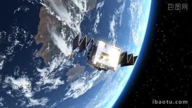 卫星部署在<strong>太空</strong>中的太阳能电池板